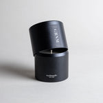 Geranium candle in a black minimalist tin, offering a fresh floral geranium aroma with calming vibes and natural insect-repelling properties. Perfect for summer nights, a beach house, or a cabin in the woods. Made with coconut/soy wax, essential oils, and botanical extracts.